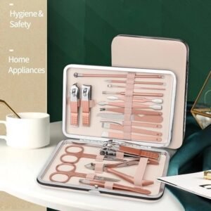 Luxurious Leather Travel Case - 18-Piece Stainless Steel Nail Kit