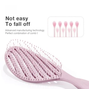 Hollow Out Hair Brush Scalp Massage Comb Pink