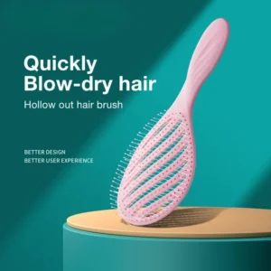 Hollow Out Hair Brush Scalp Massage Comb Pink